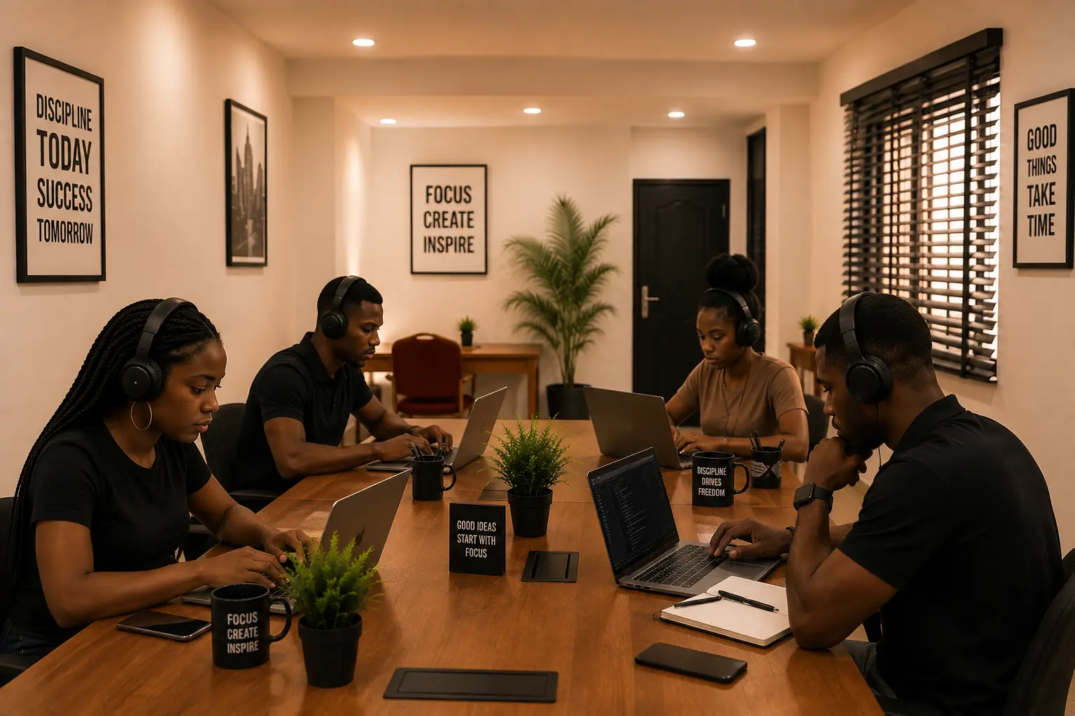 Coworkers collaborating at The Helm Space